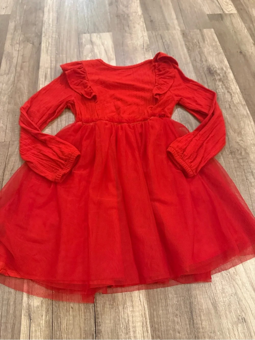 Cat & Jack Red Long-Sleeve Tulle Party Dress